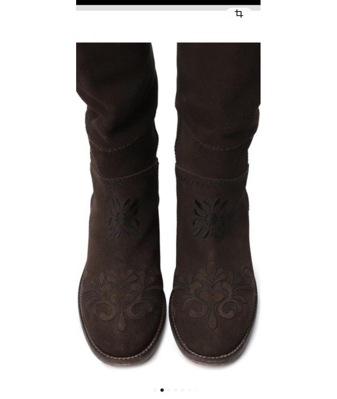 CHANEL Коричневые замшевые сапоги, фото 4