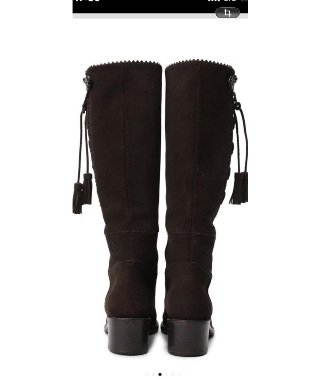 CHANEL Коричневые замшевые сапоги, фото 5