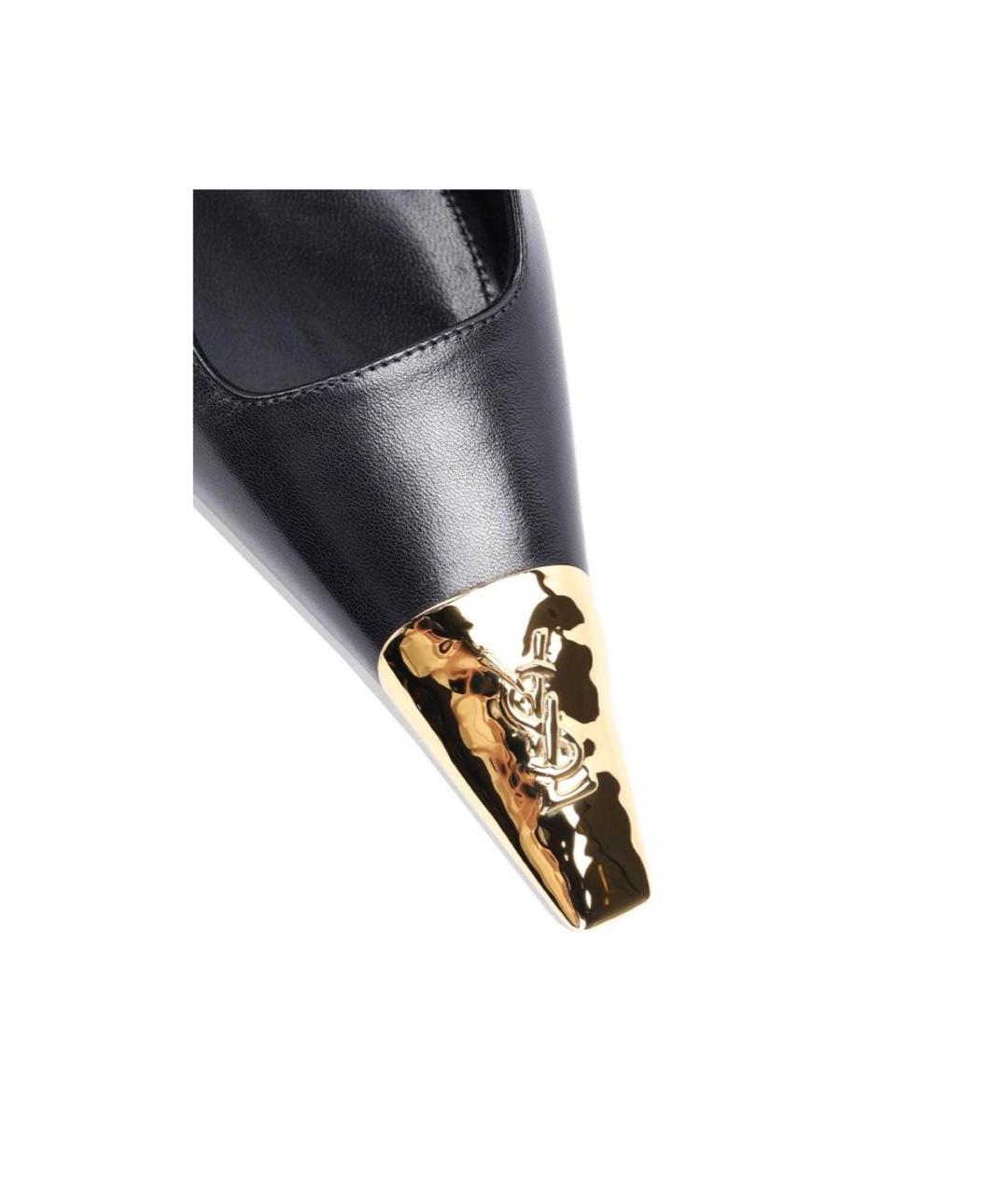 SAINT LAURENT Черные кожаные туфли, фото 2