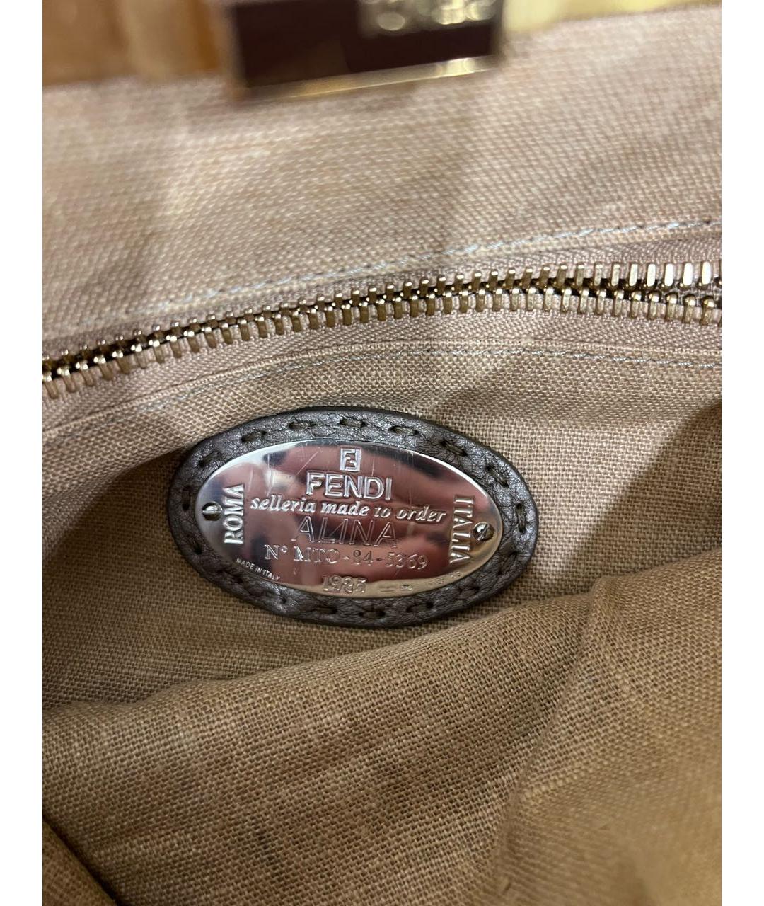 FENDI Коричневая кожаная сумка через плечо, фото 5