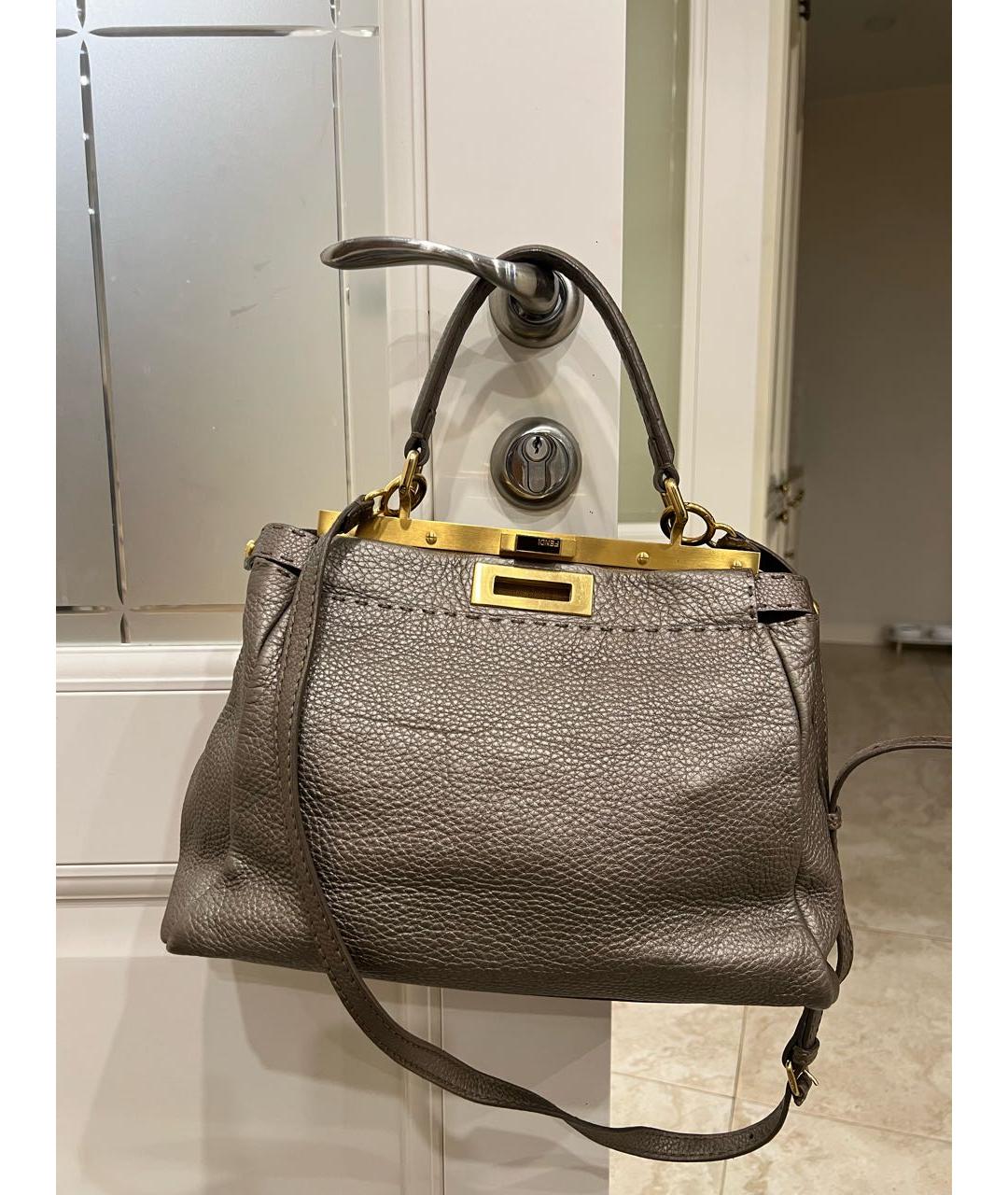 FENDI Коричневая кожаная сумка через плечо, фото 2