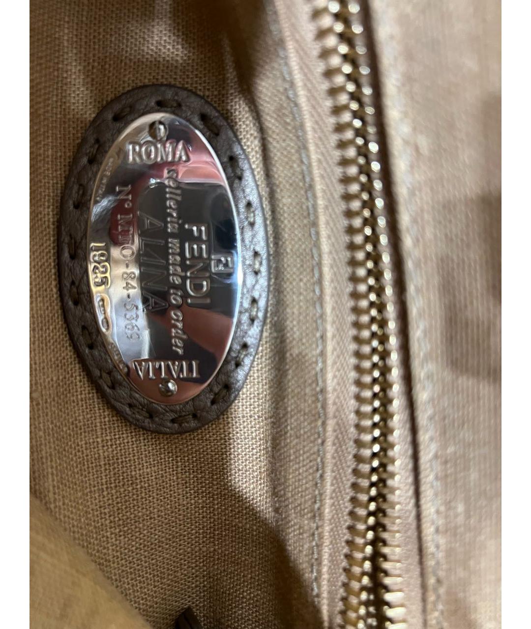 FENDI Коричневая кожаная сумка через плечо, фото 6