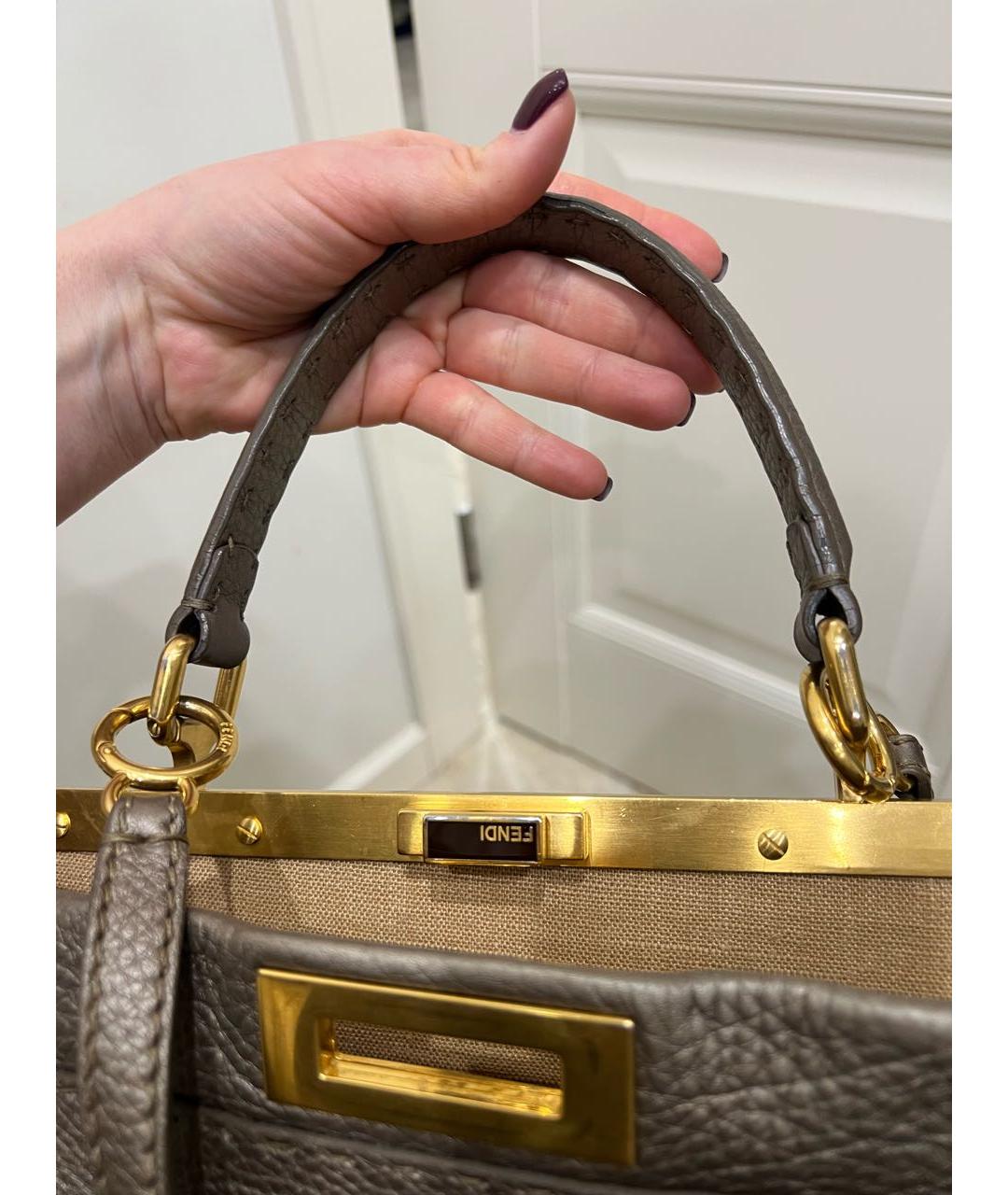 FENDI Коричневая кожаная сумка через плечо, фото 3