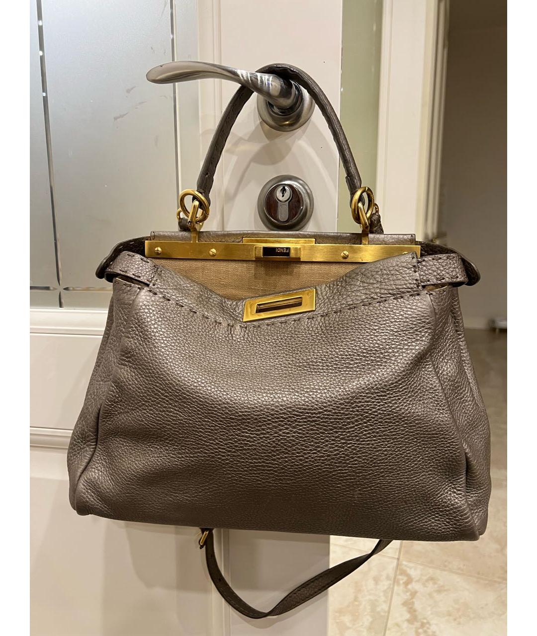 FENDI Коричневая кожаная сумка через плечо, фото 7