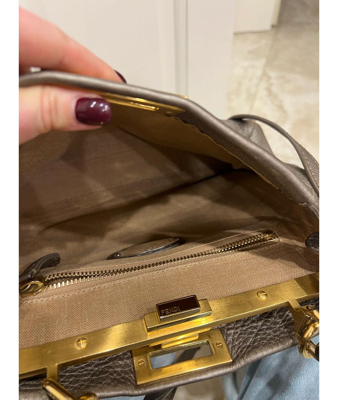 FENDI Коричневая кожаная сумка через плечо, фото 4