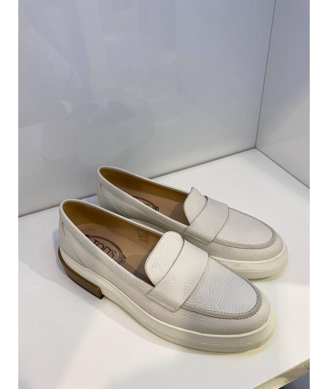 TOD'S Белые кожаные слипоны, фото 2