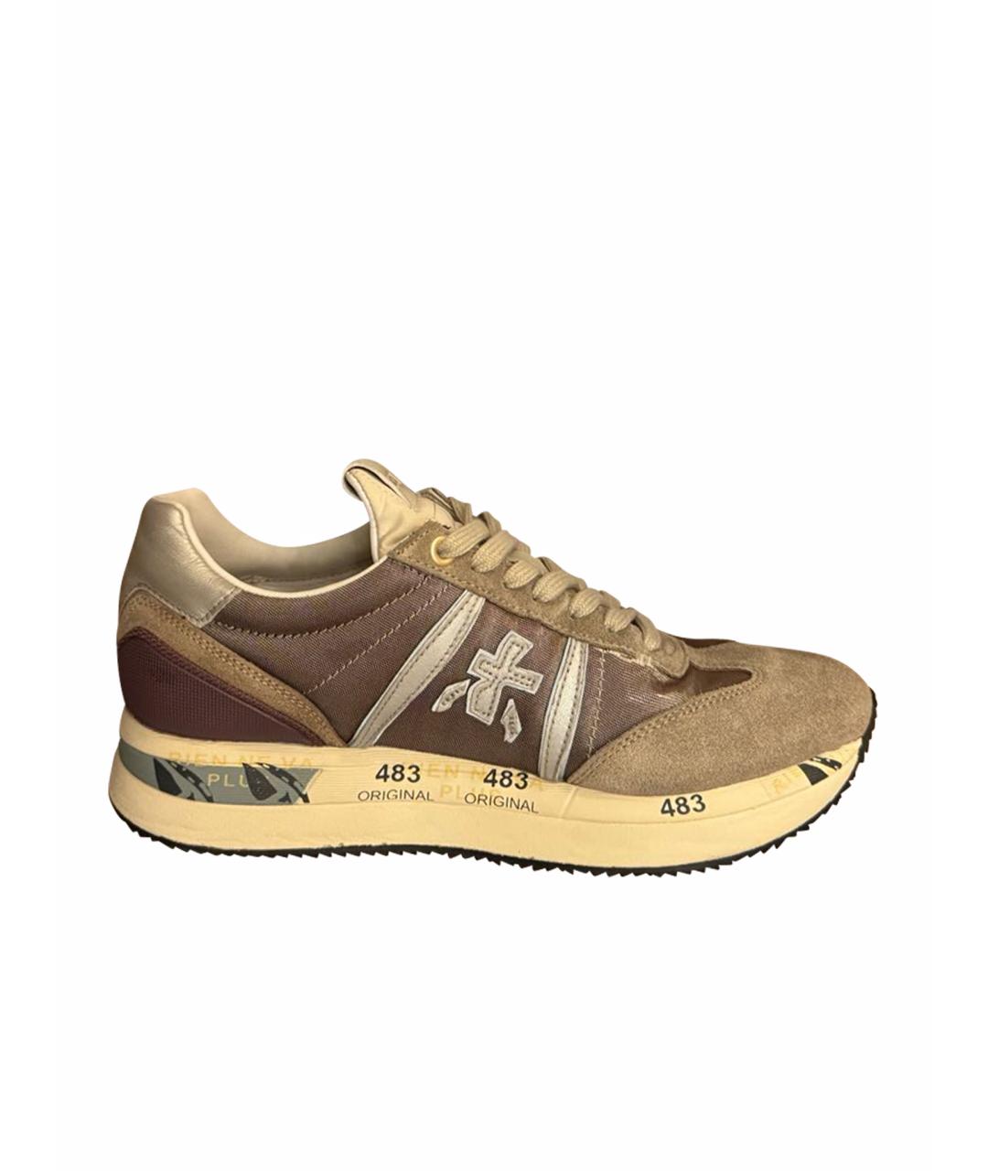 PREMIATA Бежевые кожаные кроссовки, фото 1