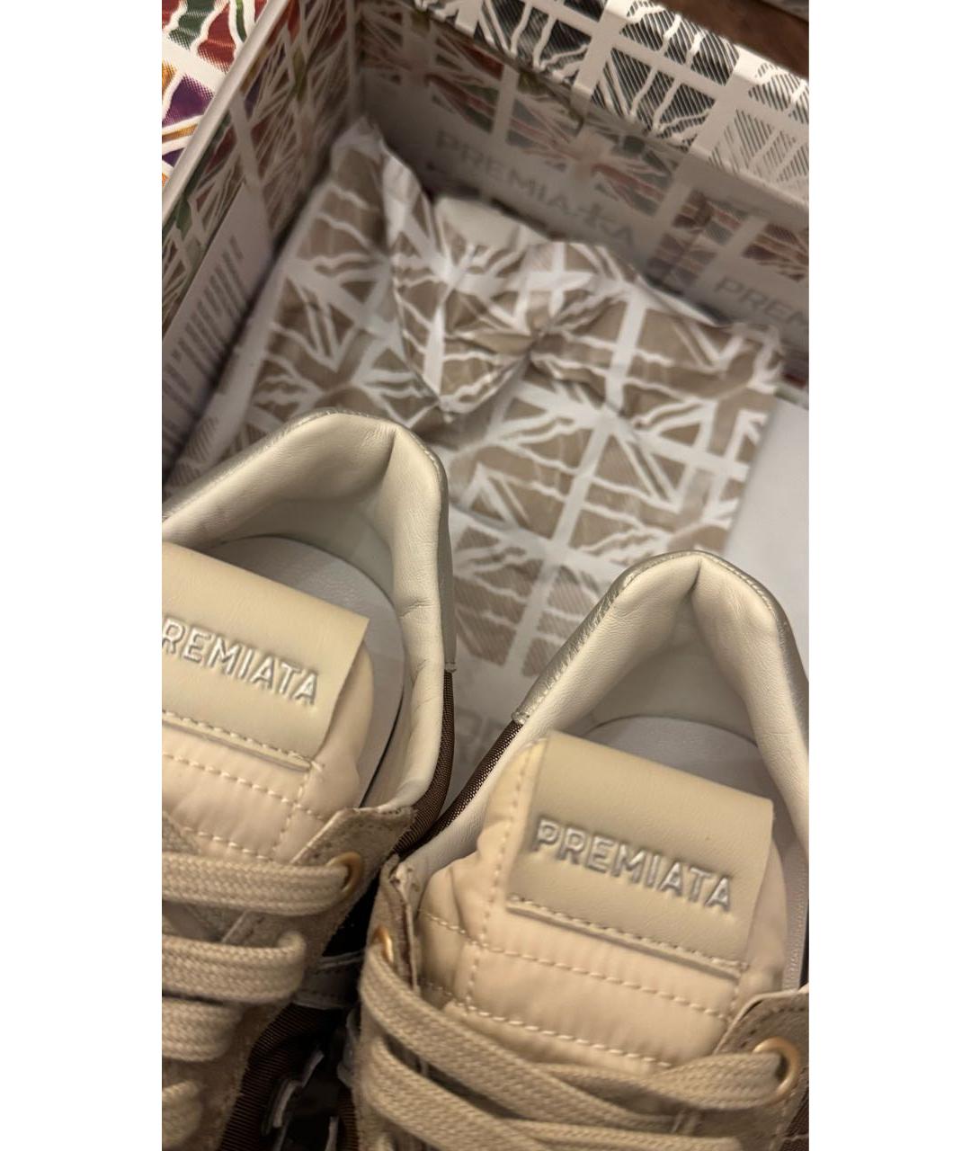 PREMIATA Бежевые кожаные кроссовки, фото 5