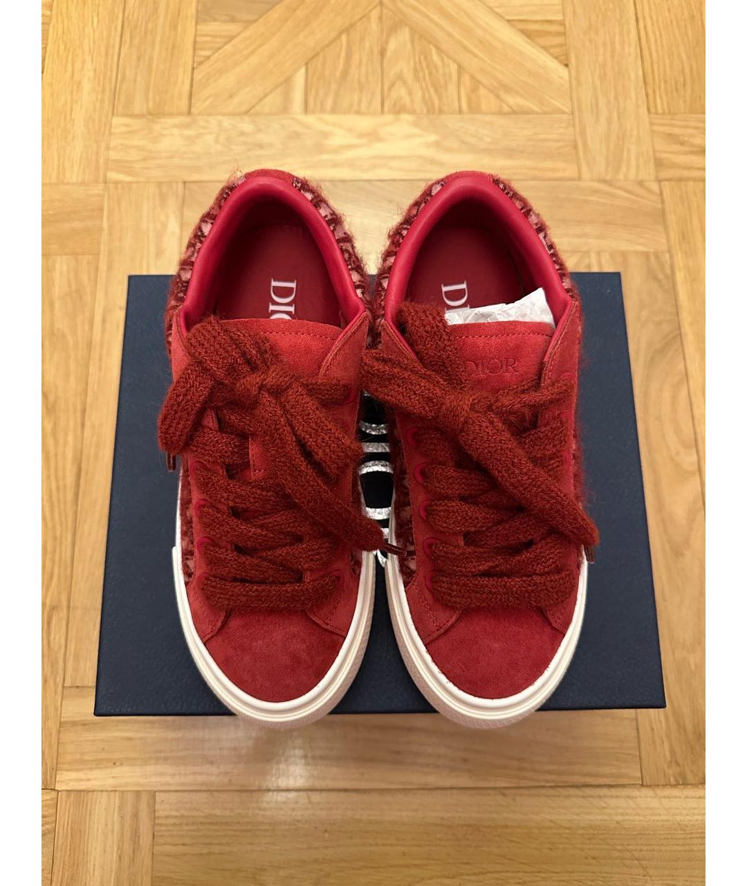 CHRISTIAN DIOR Бордовые замшевые низкие кроссовки / кеды, фото 2