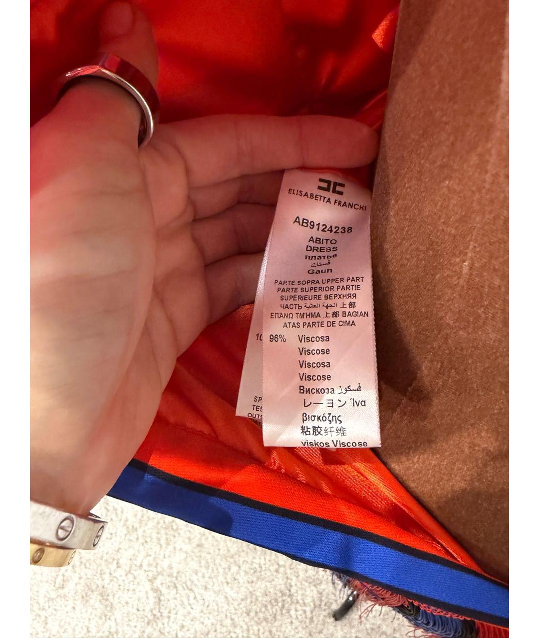 ELISABETTA FRANCHI Красное вискозное коктейльное платье, фото 5