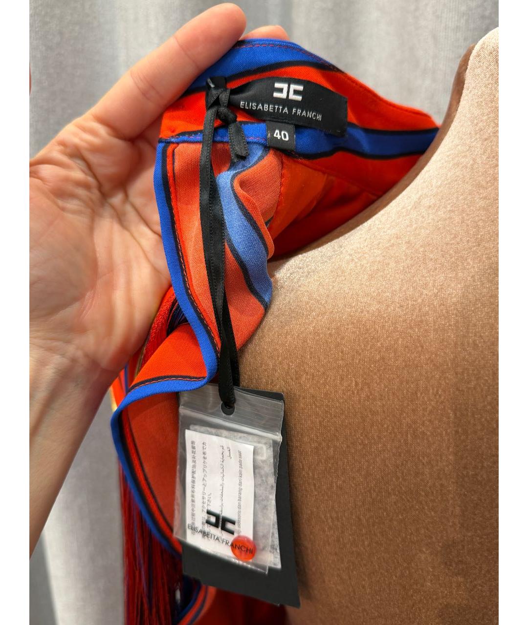 ELISABETTA FRANCHI Красное вискозное коктейльное платье, фото 3