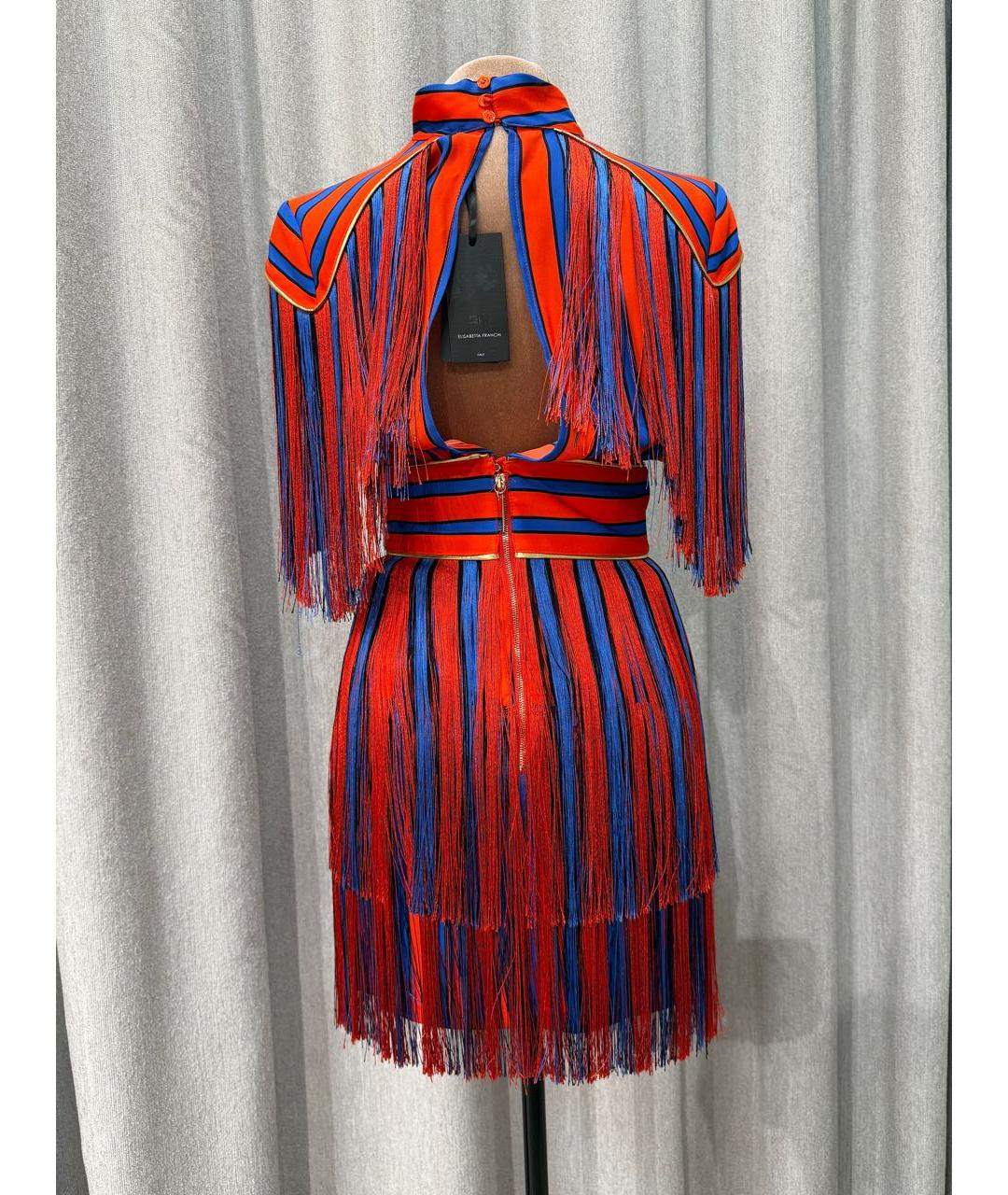ELISABETTA FRANCHI Красное вискозное коктейльное платье, фото 2