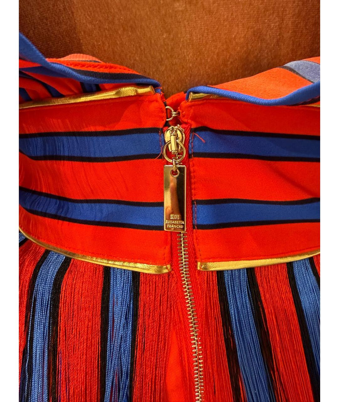 ELISABETTA FRANCHI Красное вискозное коктейльное платье, фото 6