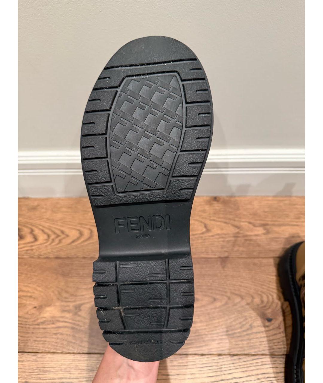 FENDI Бежевые кожаные ботинки, фото 6