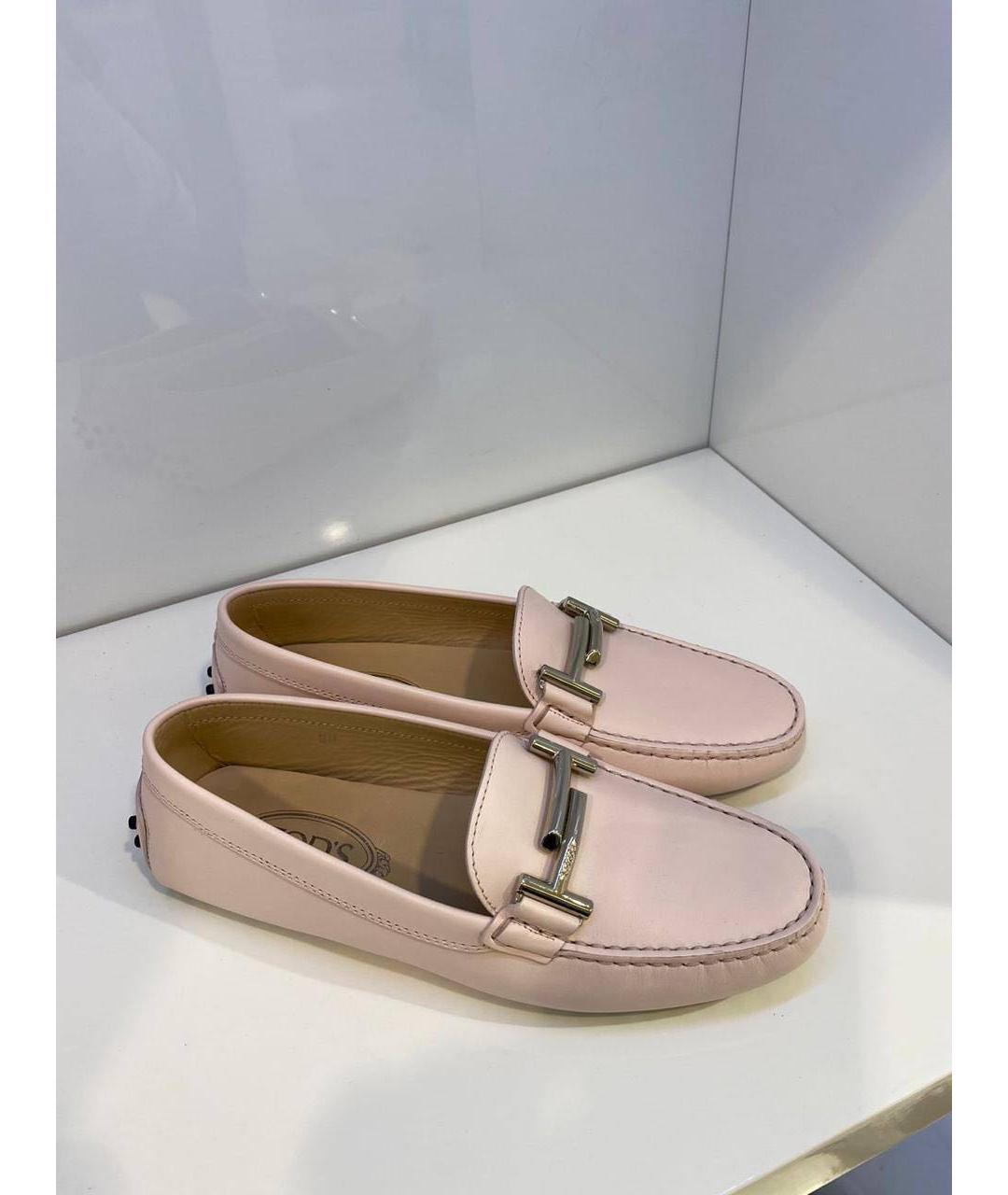 TOD'S Розовые кожаные мокасины, фото 4