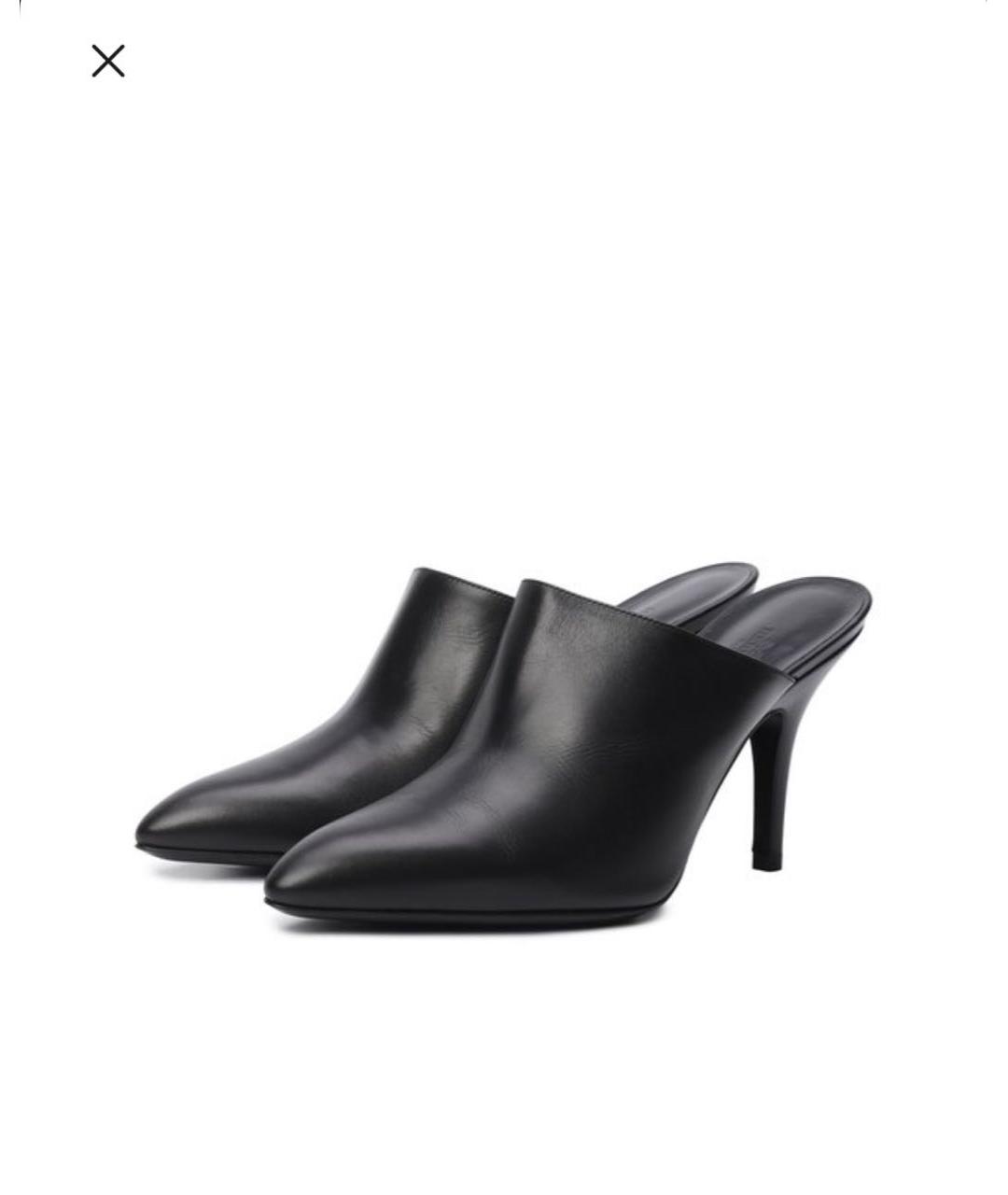 HERMES Черные кожаные мюли, фото 2