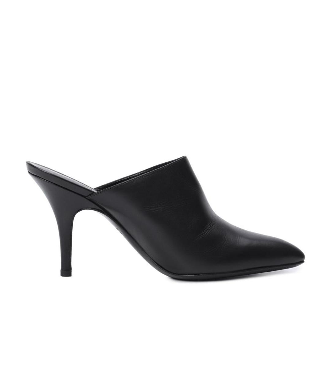 HERMES Черные кожаные мюли, фото 1