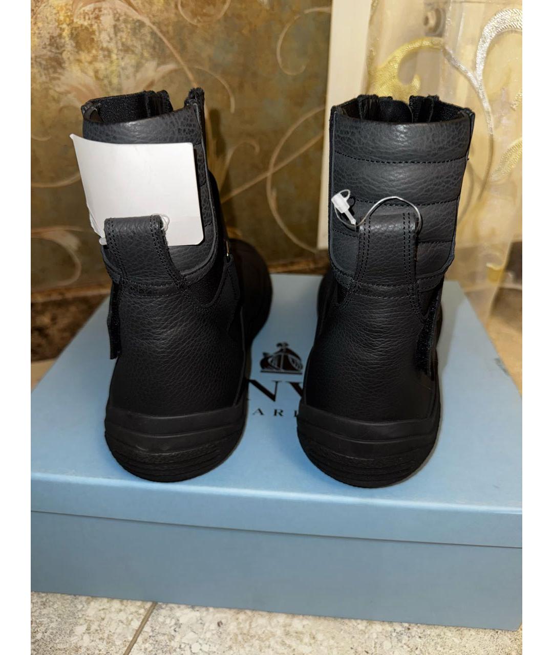 LANVIN Черные кожаные высокие ботинки, фото 4