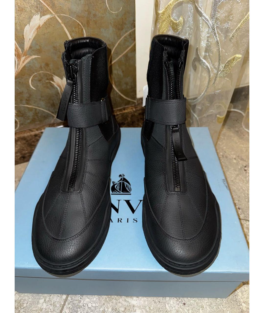 LANVIN Черные кожаные высокие ботинки, фото 2