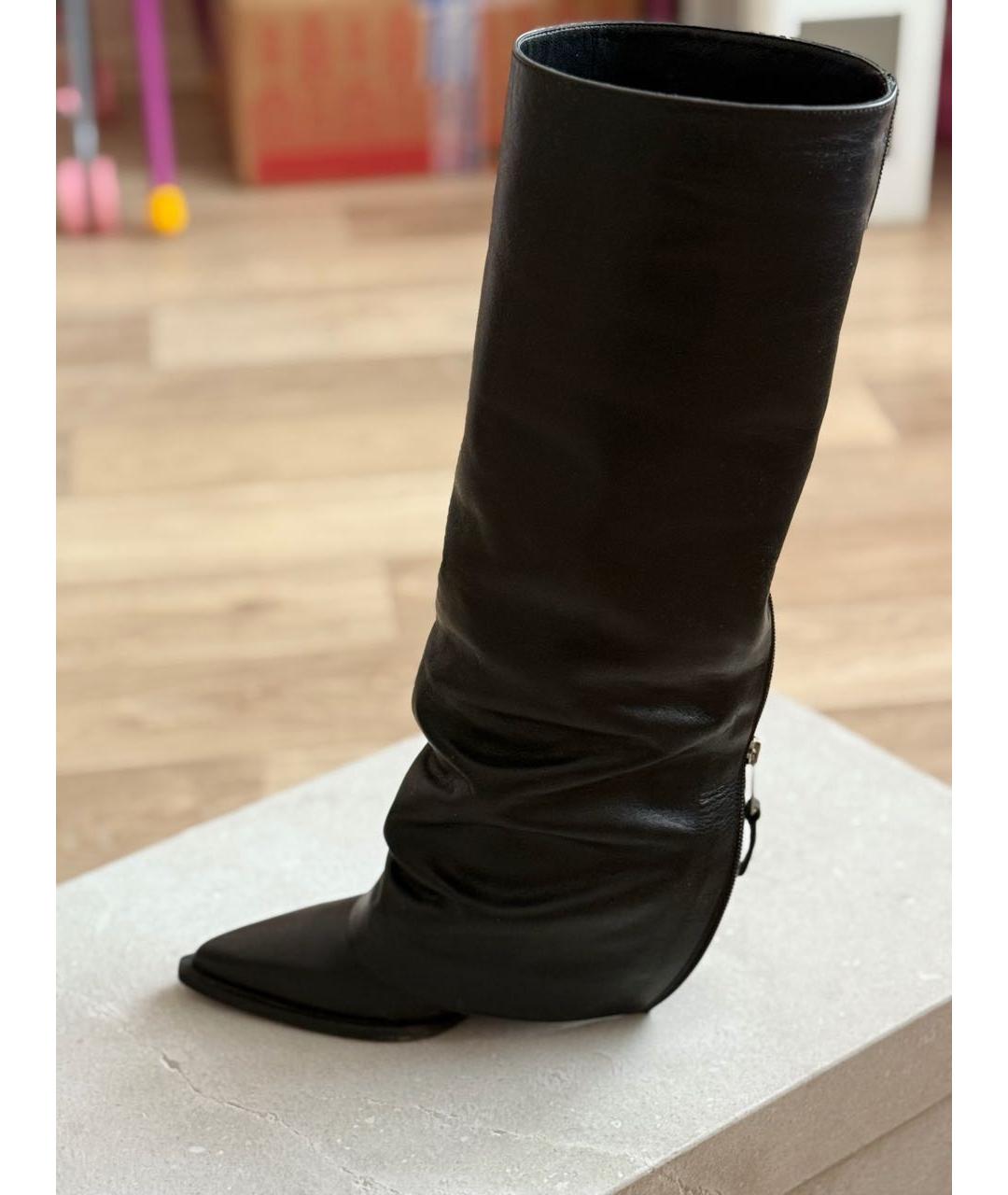 ELENA IACHI Черные кожаные сапоги, фото 5