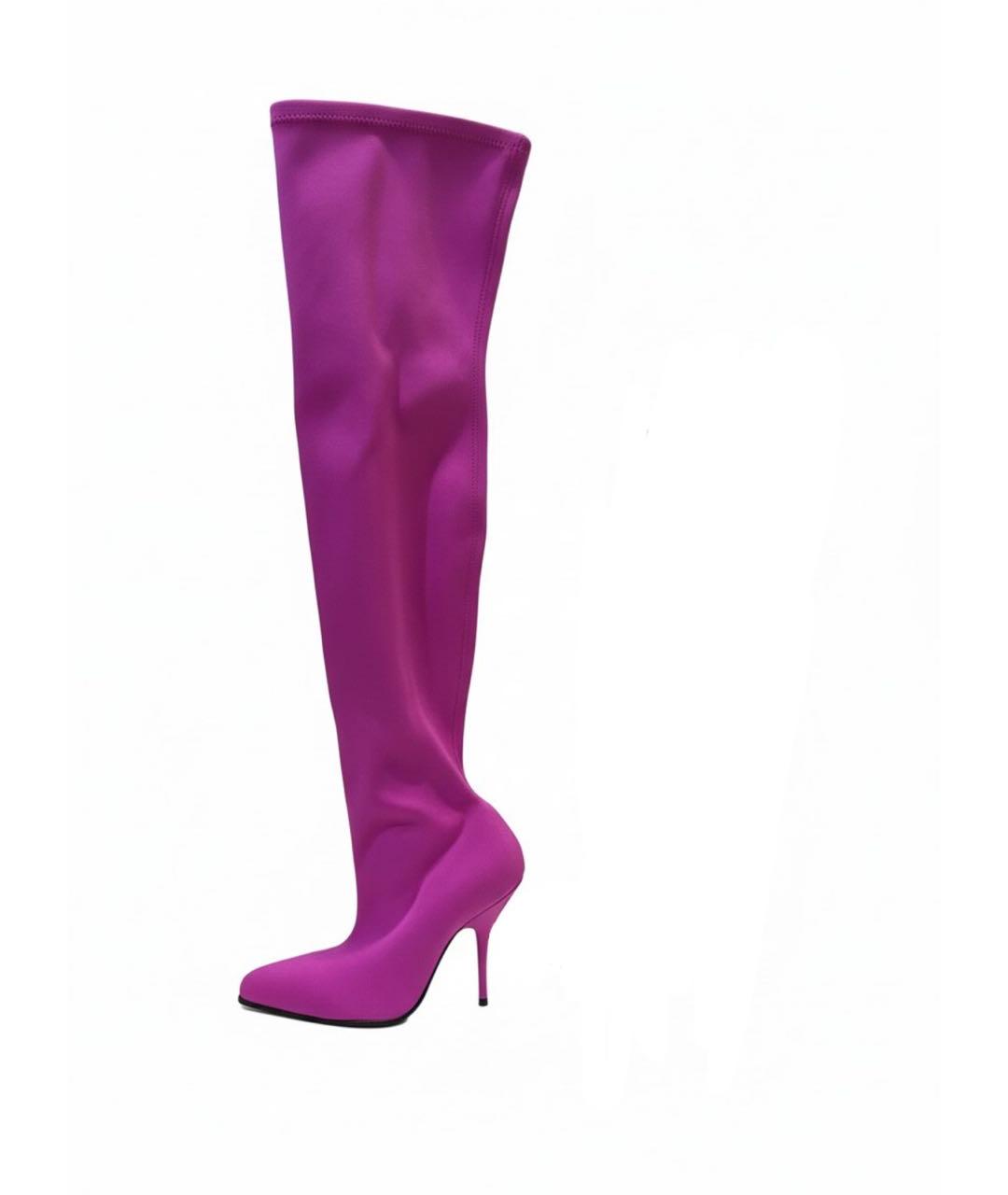 BALENCIAGA Фуксия бархатные ботфорты, фото 4