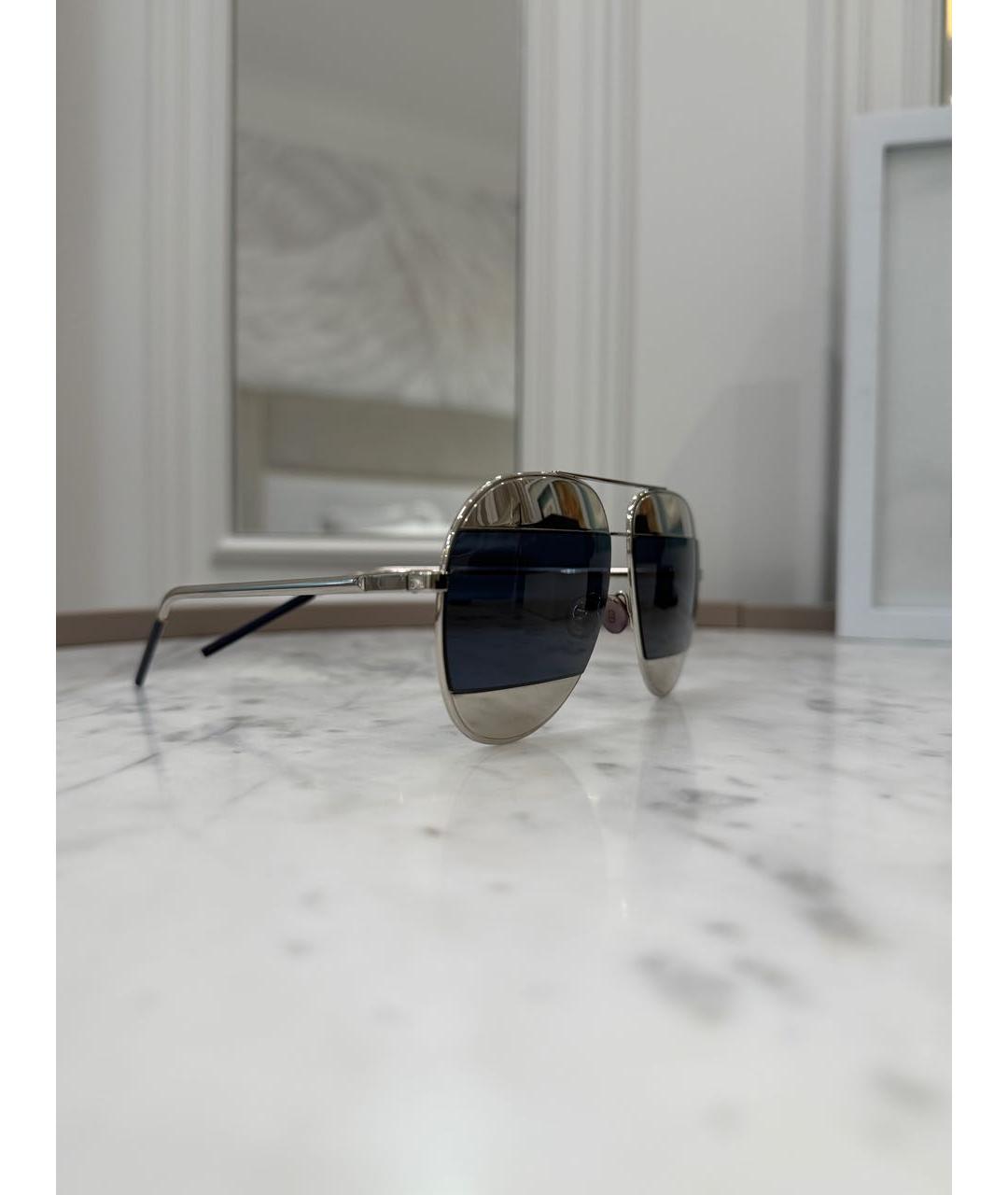 CHRISTIAN DIOR Серебряные металлические солнцезащитные очки, фото 2