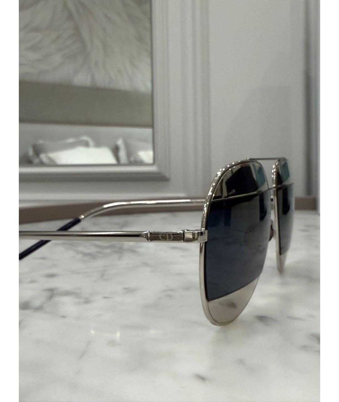 CHRISTIAN DIOR Серебряные металлические солнцезащитные очки, фото 3