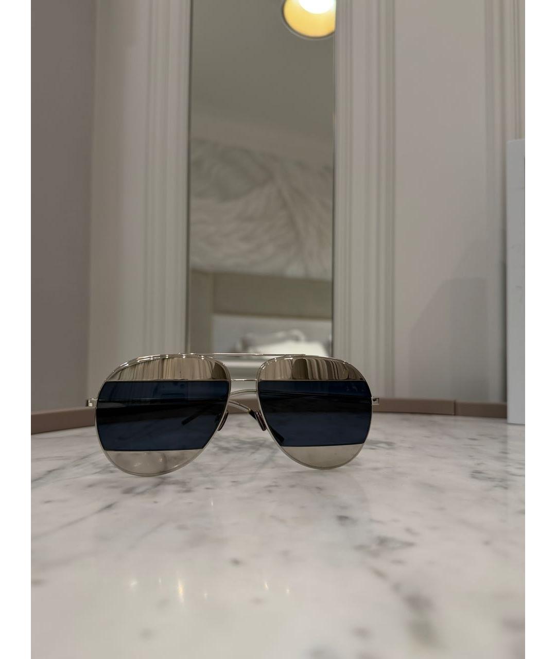 CHRISTIAN DIOR Серебряные металлические солнцезащитные очки, фото 5