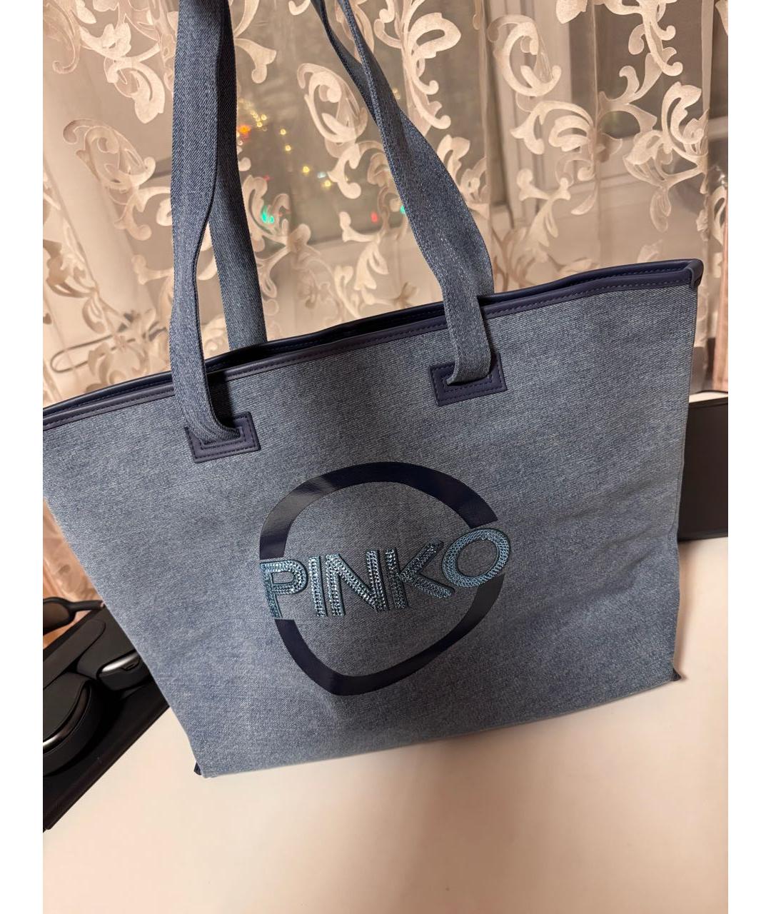 PINKO Синяя тканевая сумка тоут, фото 5