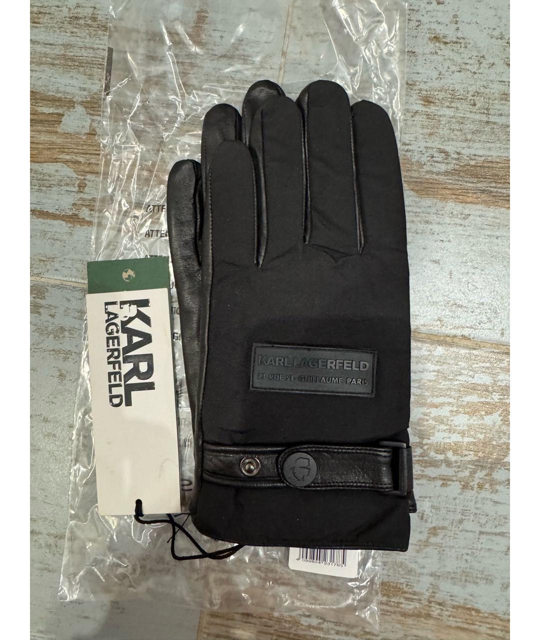 KARL LAGERFELD Черные кожаные перчатки, фото 4
