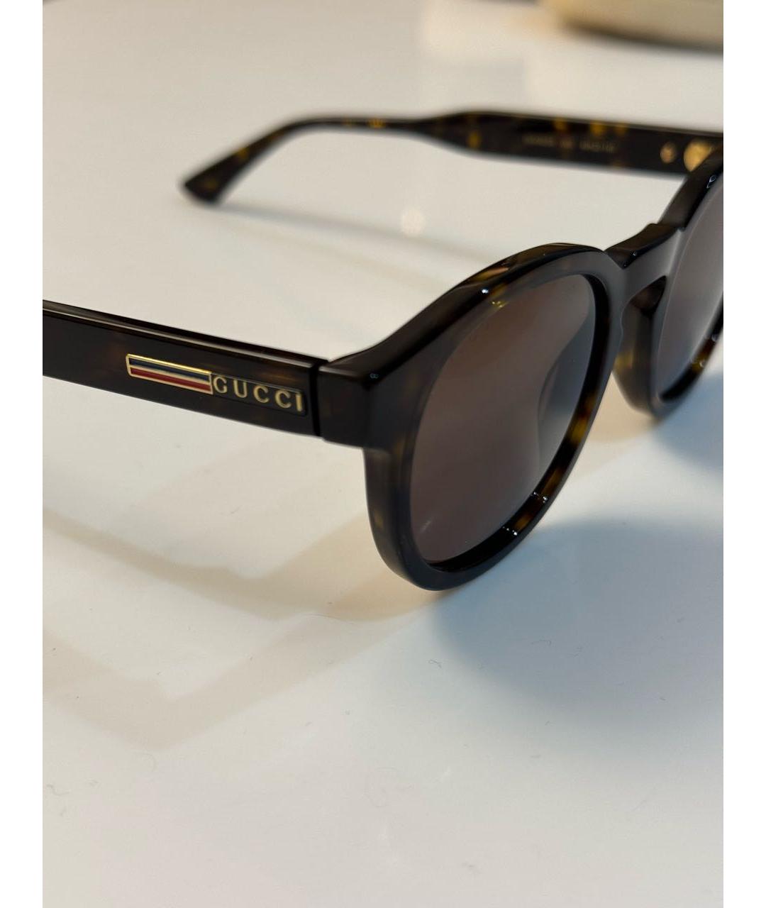 GUCCI Коричневые пластиковые солнцезащитные очки, фото 3