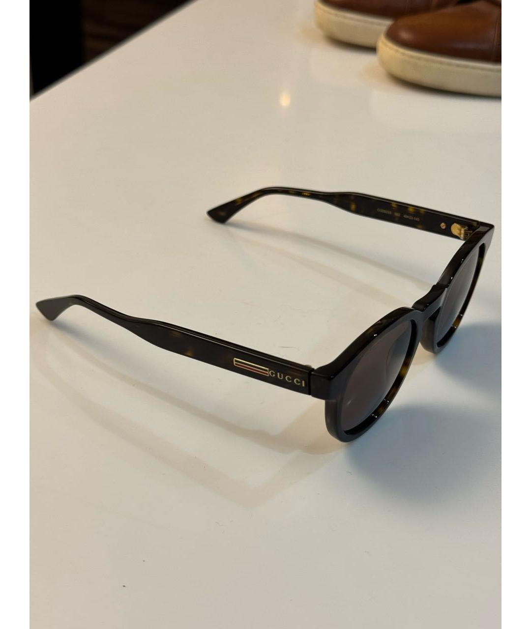 GUCCI Коричневые пластиковые солнцезащитные очки, фото 2