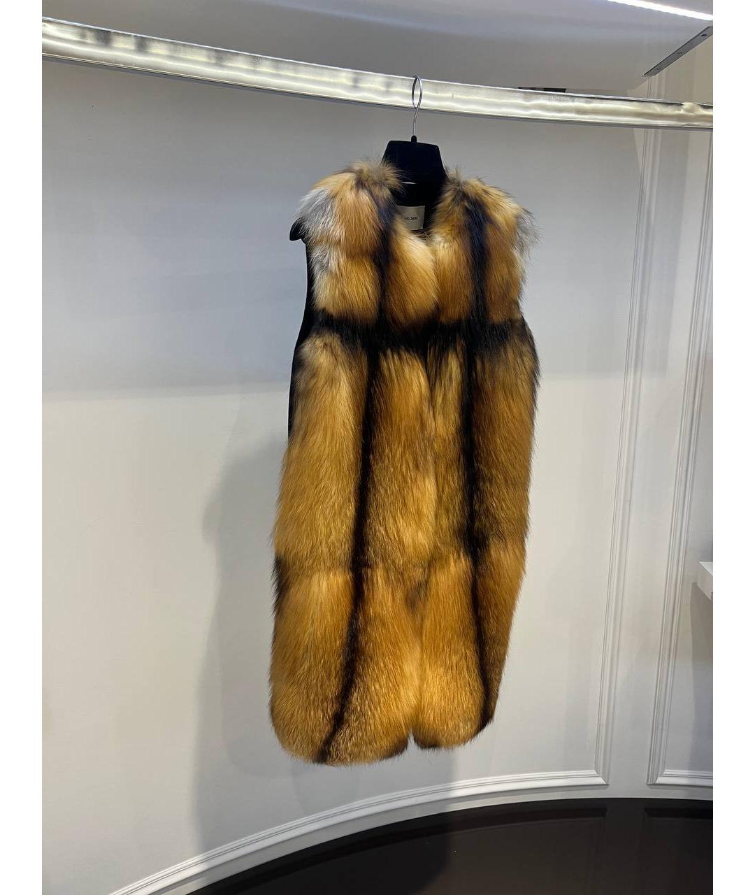 YVES SALOMON Коричневый меховой жилет, фото 2