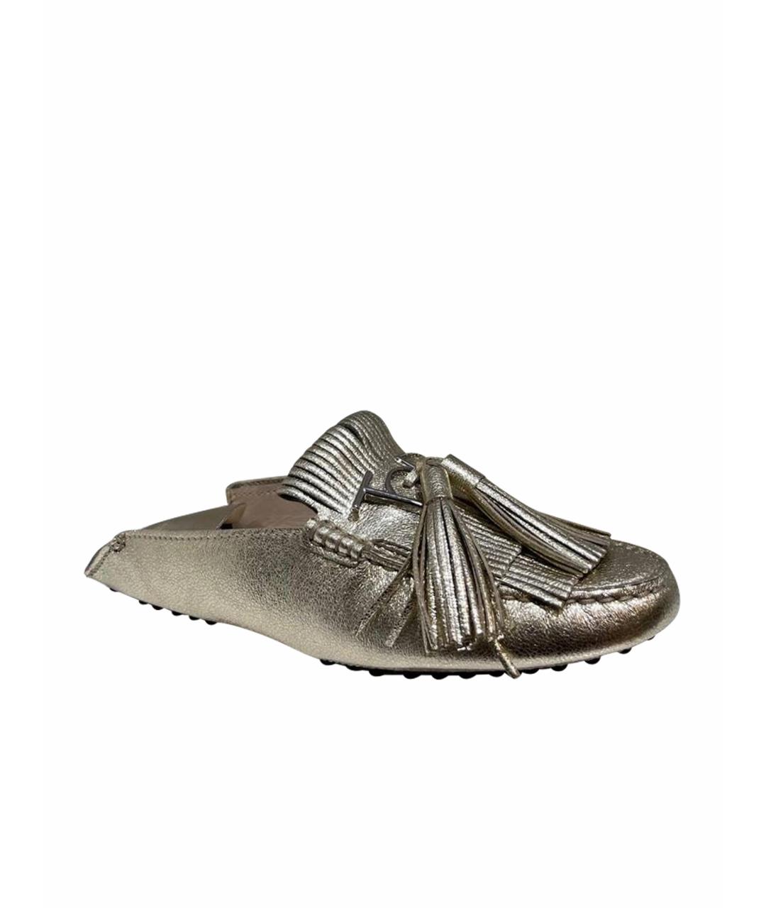 TOD'S Серебряные кожаные мокасины, фото 1