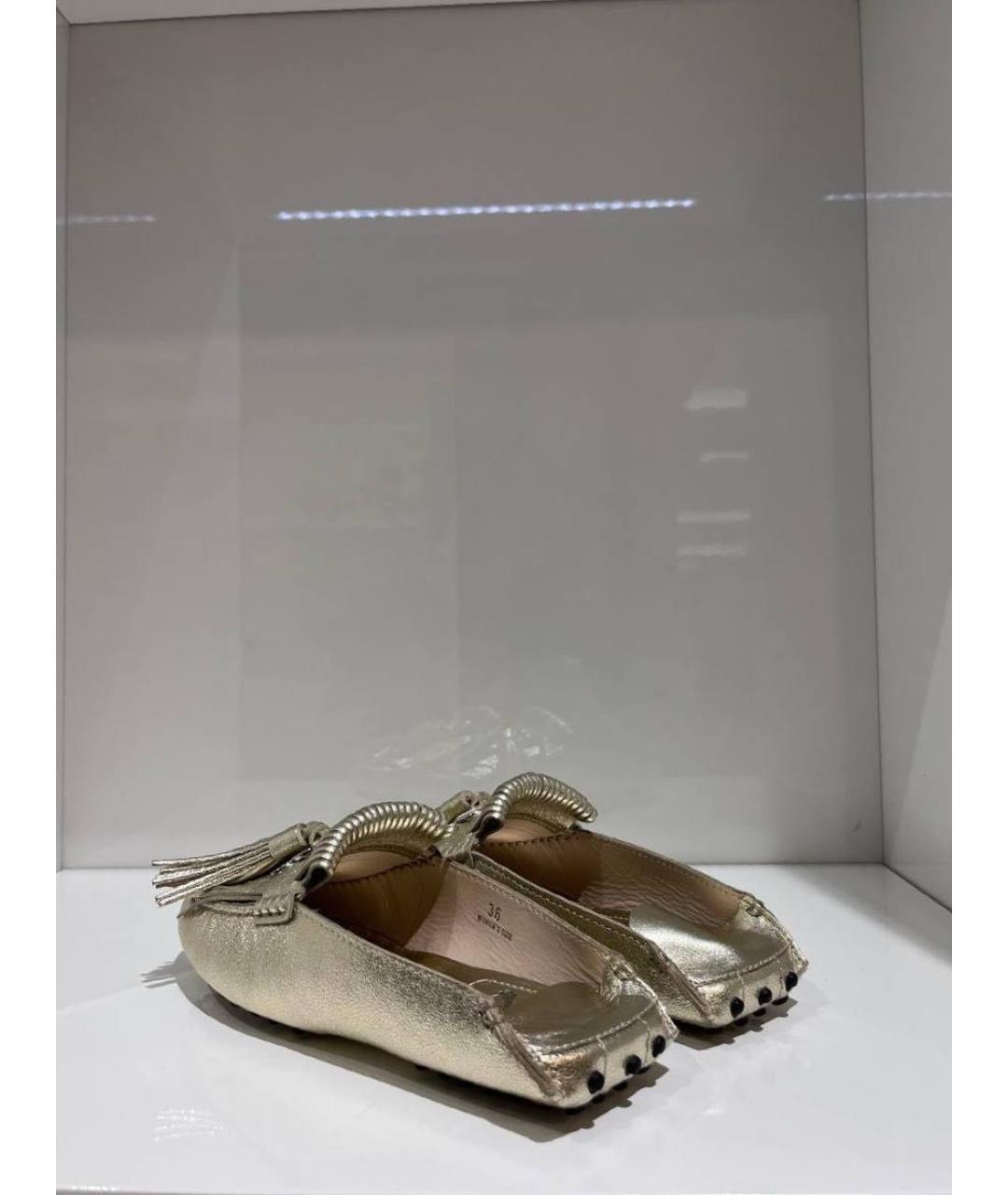 TOD'S Серебряные кожаные мокасины, фото 3