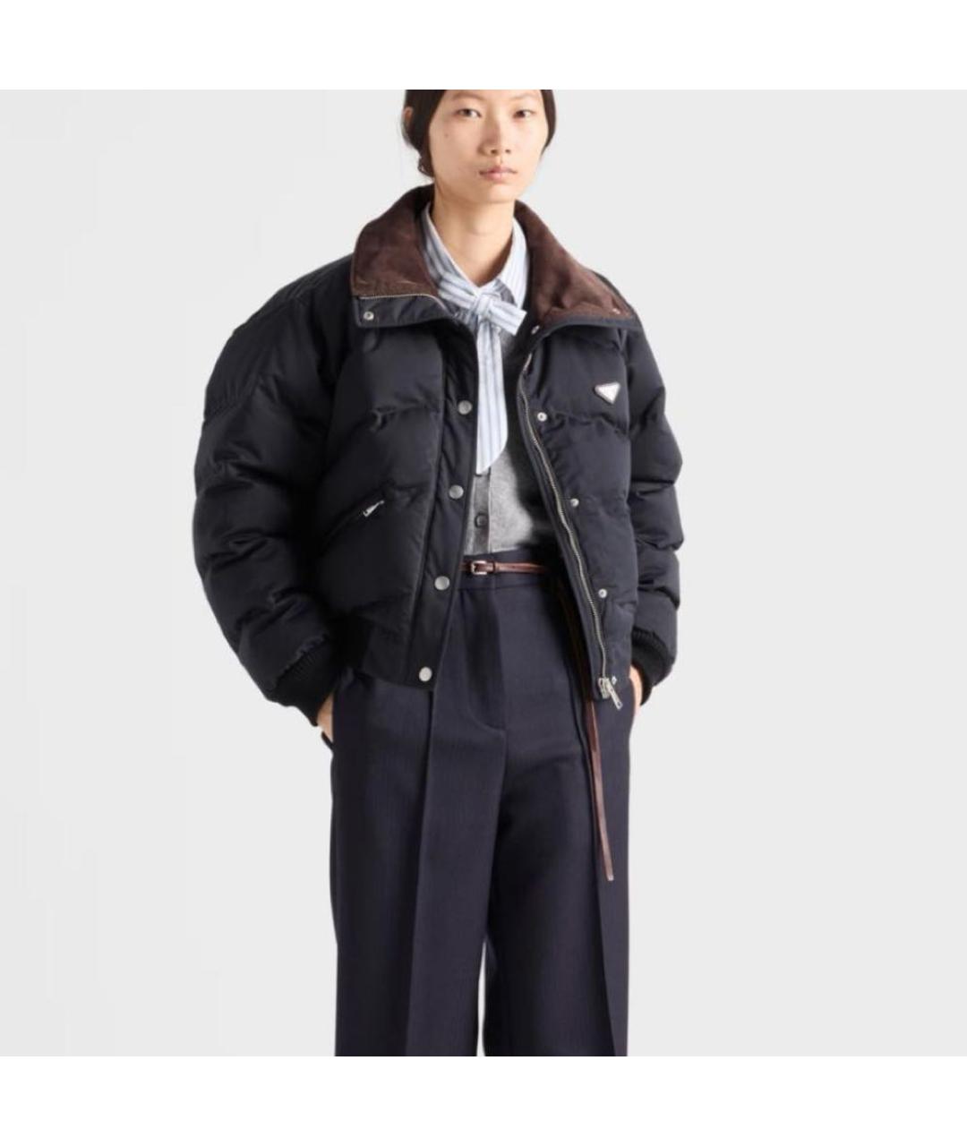 PRADA Темно-синий бархатный пуховик, фото 2