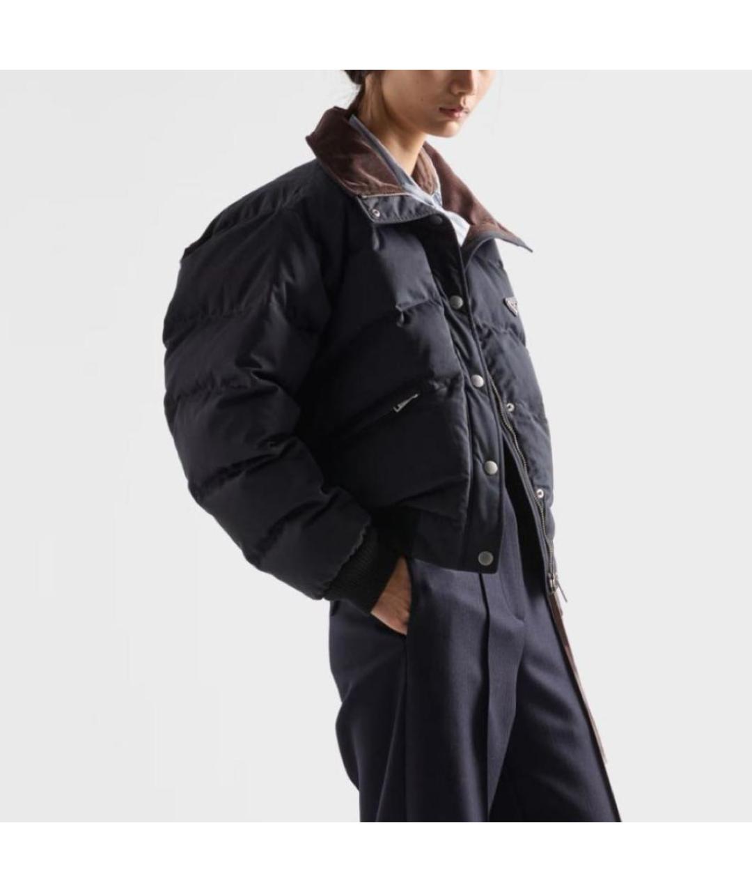 PRADA Темно-синий бархатный пуховик, фото 4