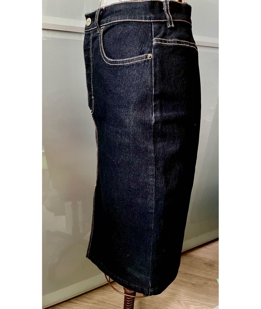 WEEKEND MAX MARA Черная деним юбка миди, фото 2