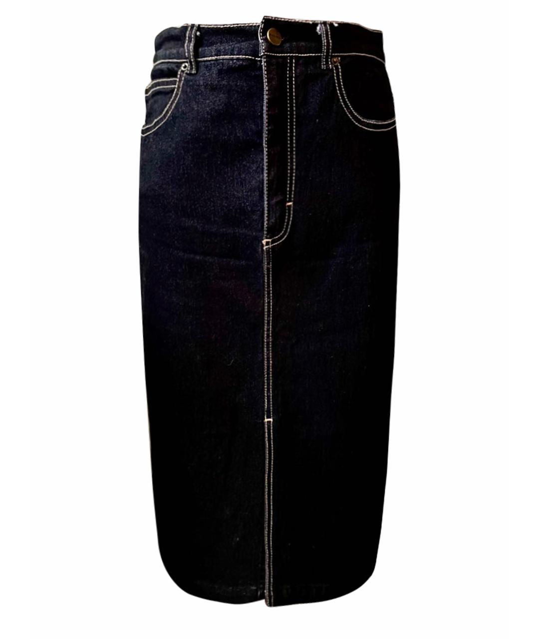 WEEKEND MAX MARA Черная деним юбка миди, фото 1