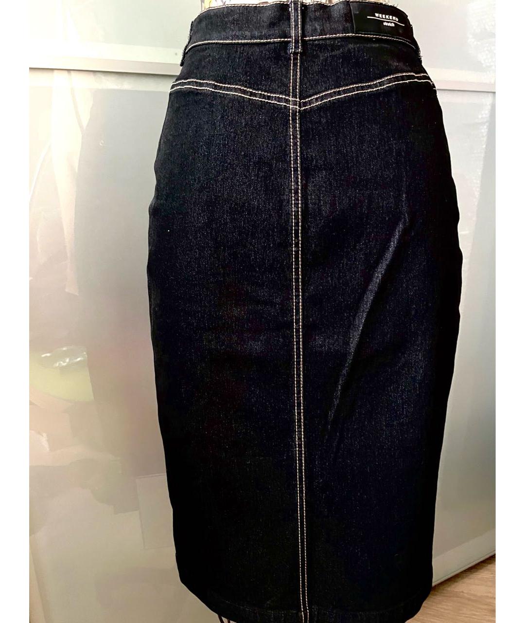 WEEKEND MAX MARA Черная деним юбка миди, фото 3