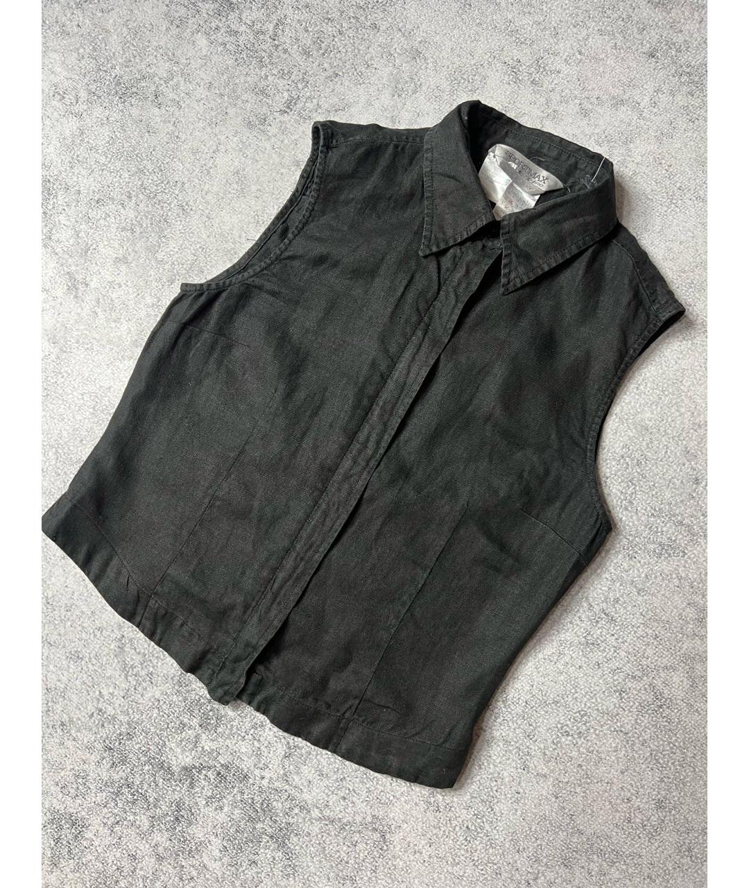 SPORTMAX Черный льняной жилет, фото 5