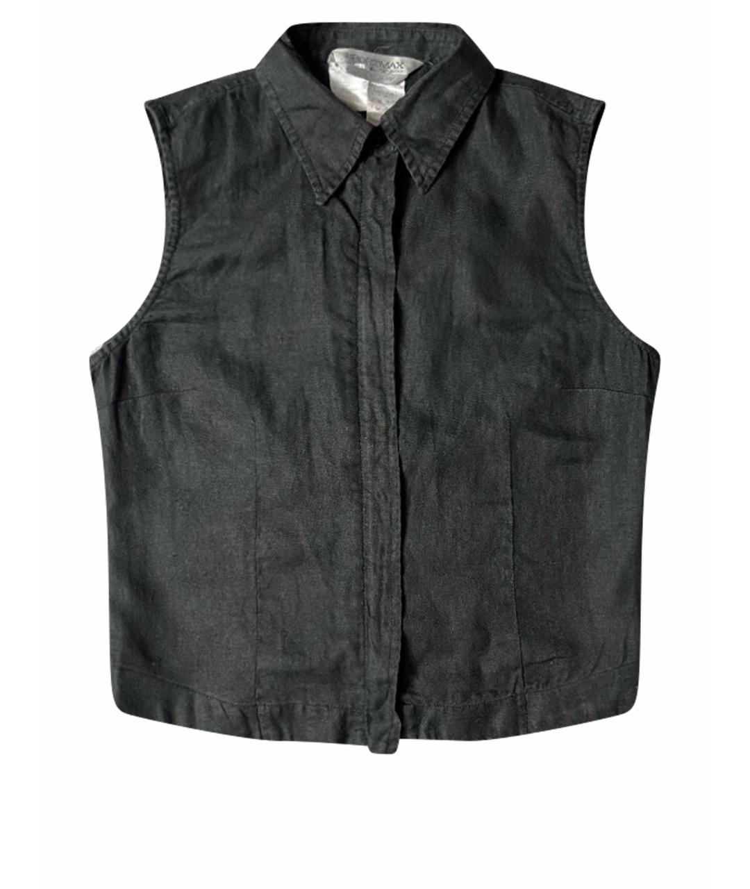 SPORTMAX Черный льняной жилет, фото 1