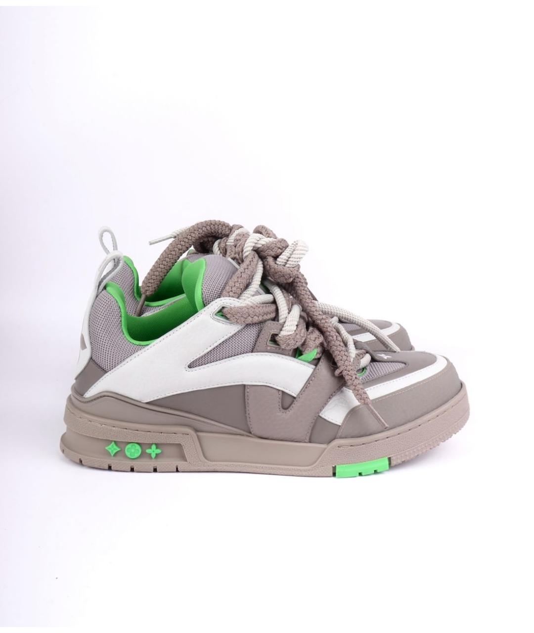 LOUIS VUITTON Серые кожаные низкие кроссовки / кеды, фото 9