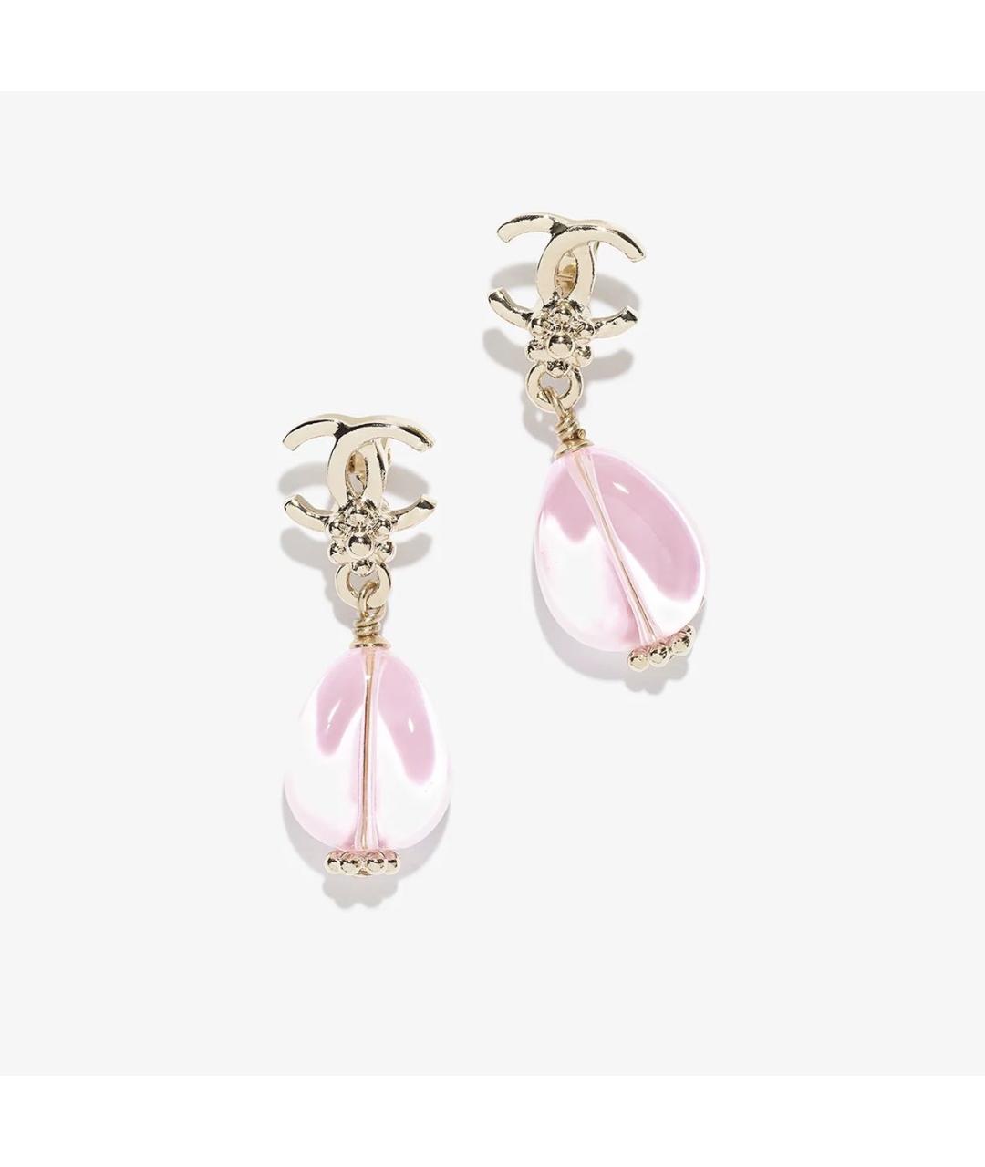CHANEL Розовые металлические серьги, фото 3