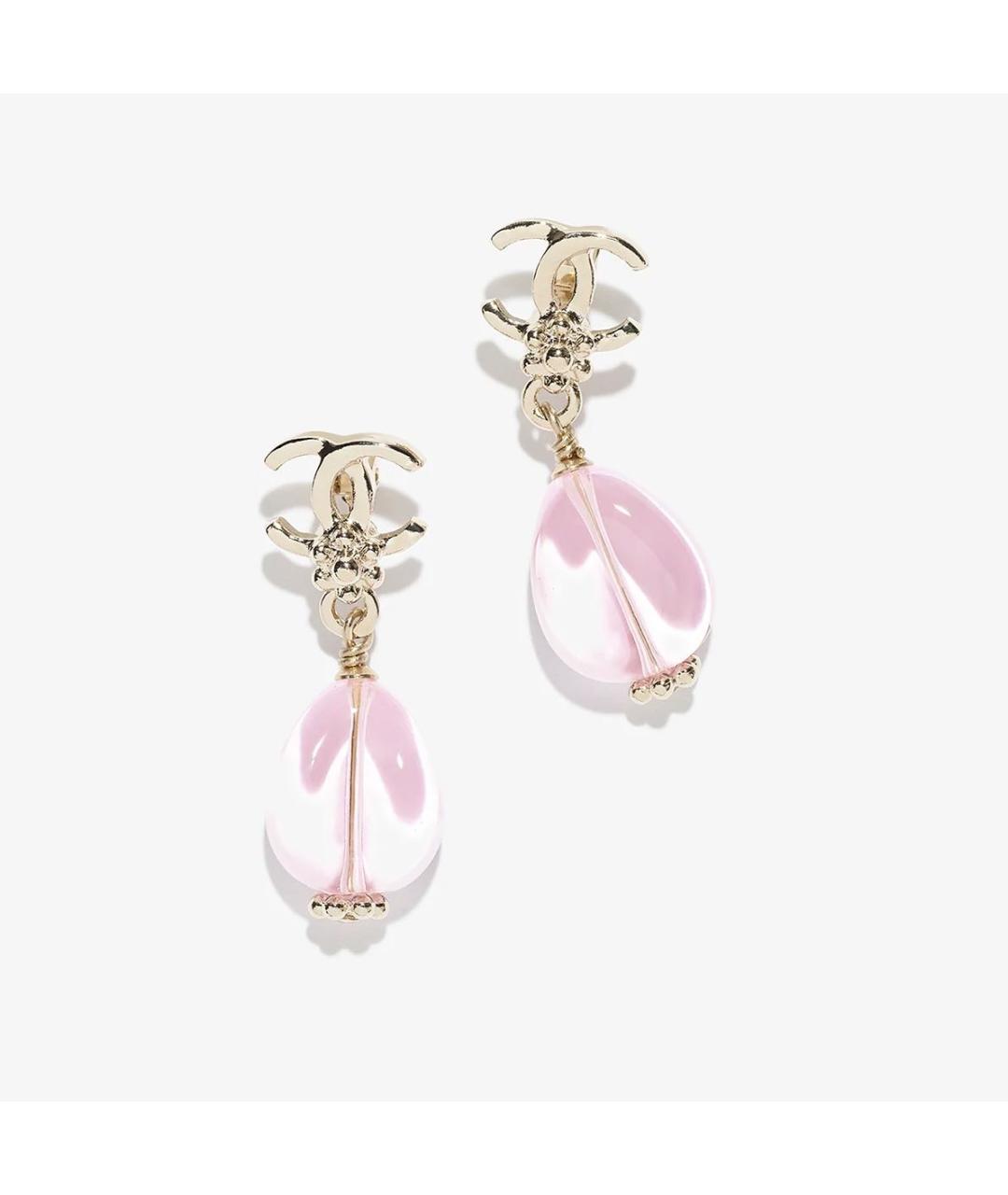CHANEL Розовые металлические серьги, фото 2