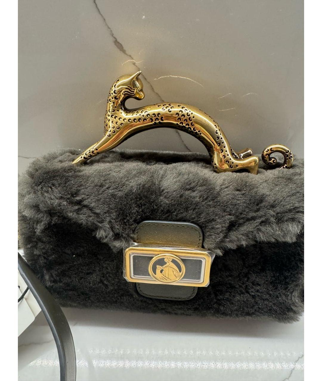 LANVIN Зеленая меховая сумка через плечо, фото 4