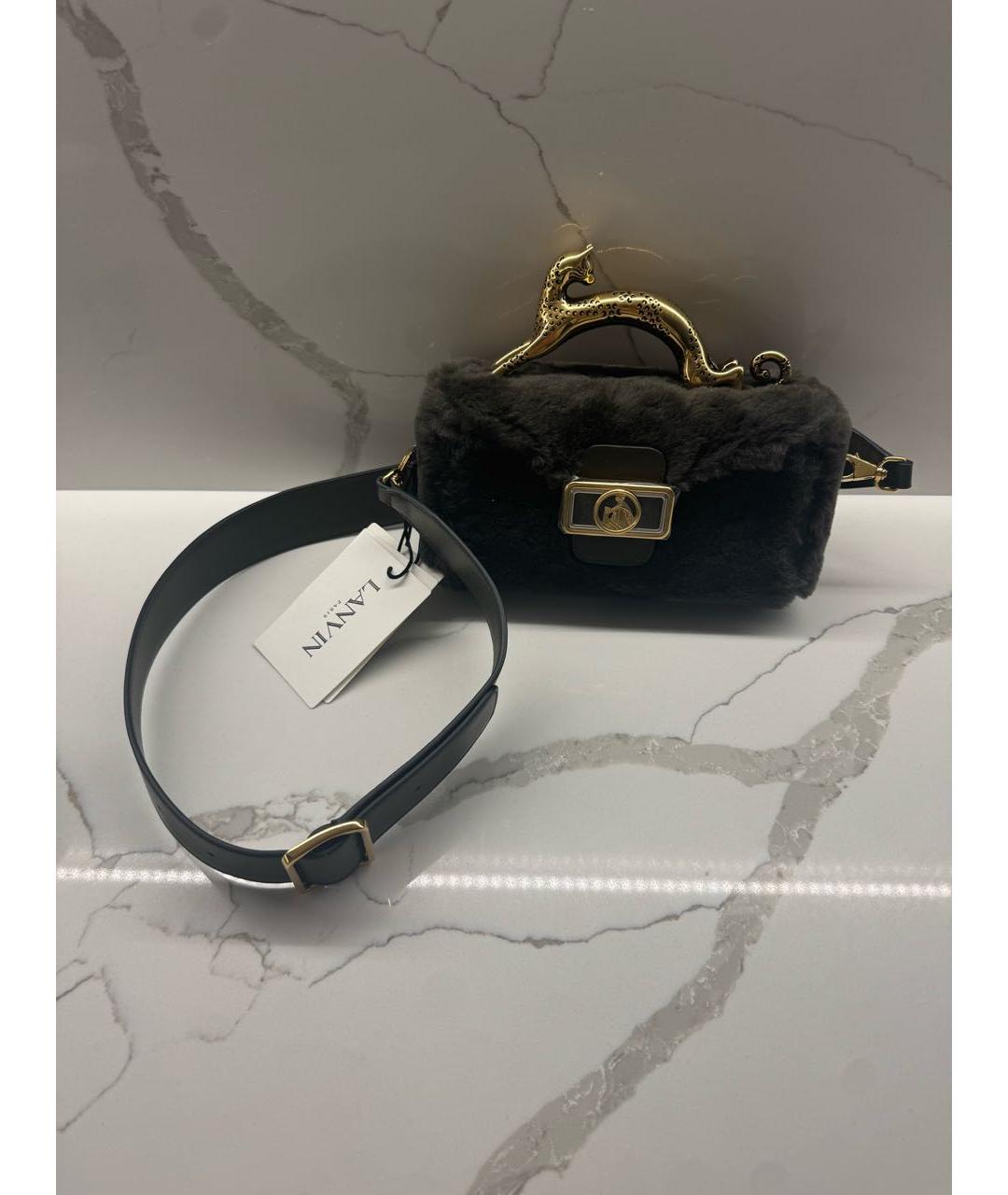 LANVIN Зеленая меховая сумка через плечо, фото 3