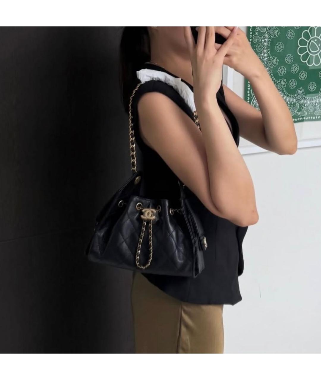 CHANEL Черная кожаная сумка через плечо, фото 3