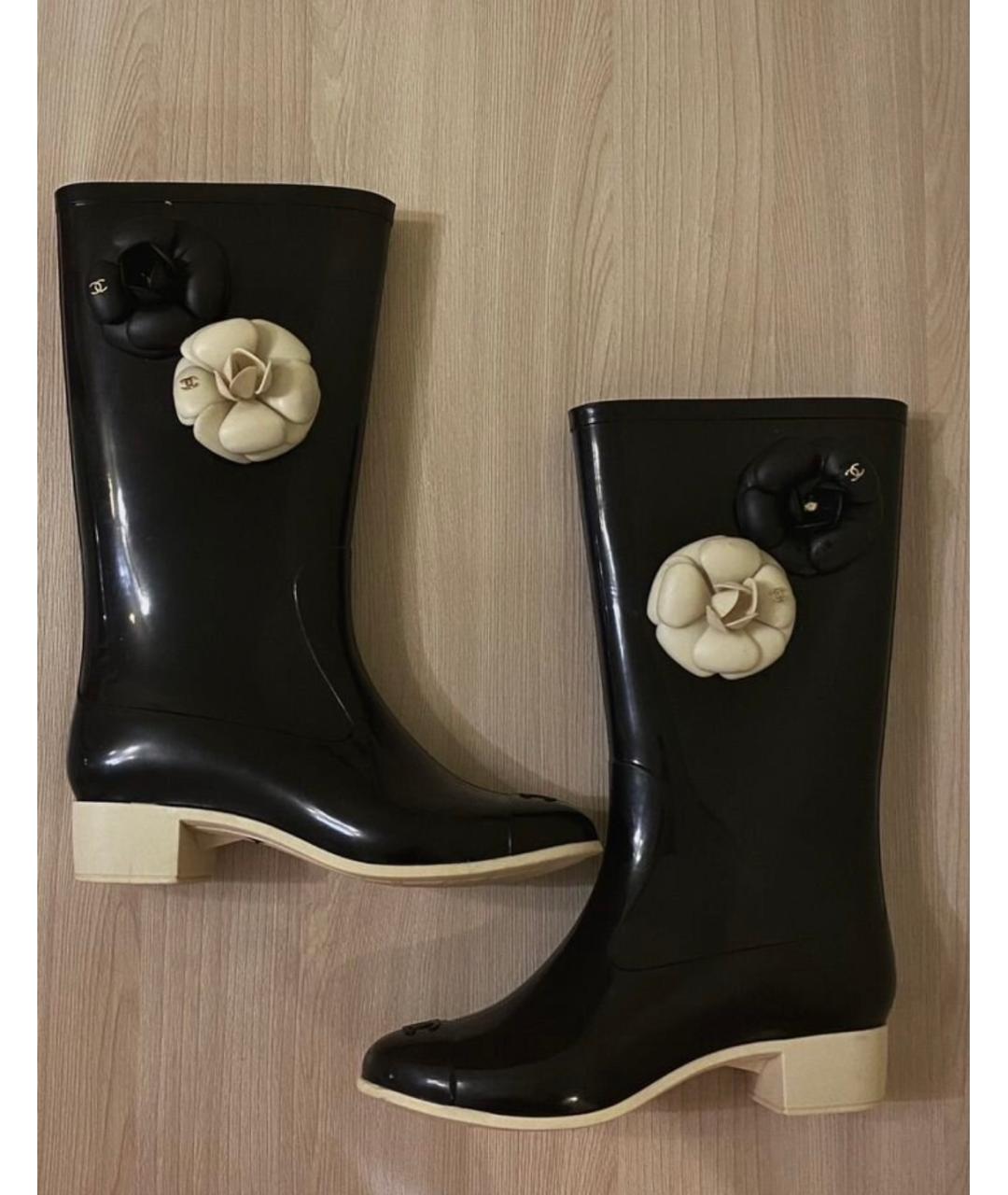 CHANEL Черные резиновые ботинки, фото 9