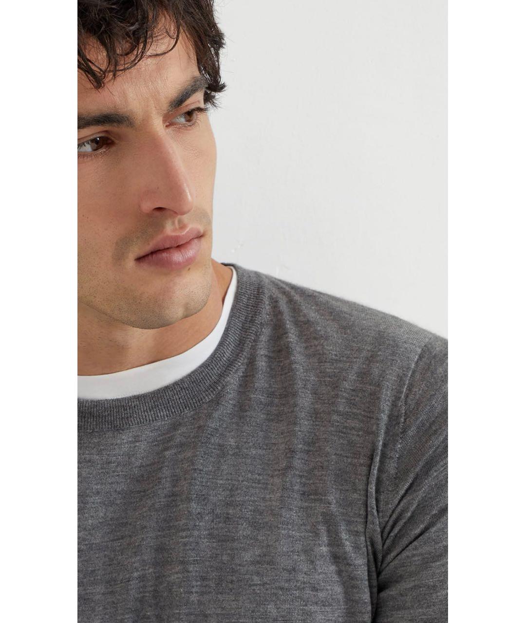 BRUNELLO CUCINELLI Серый кашемировый джемпер / свитер, фото 5